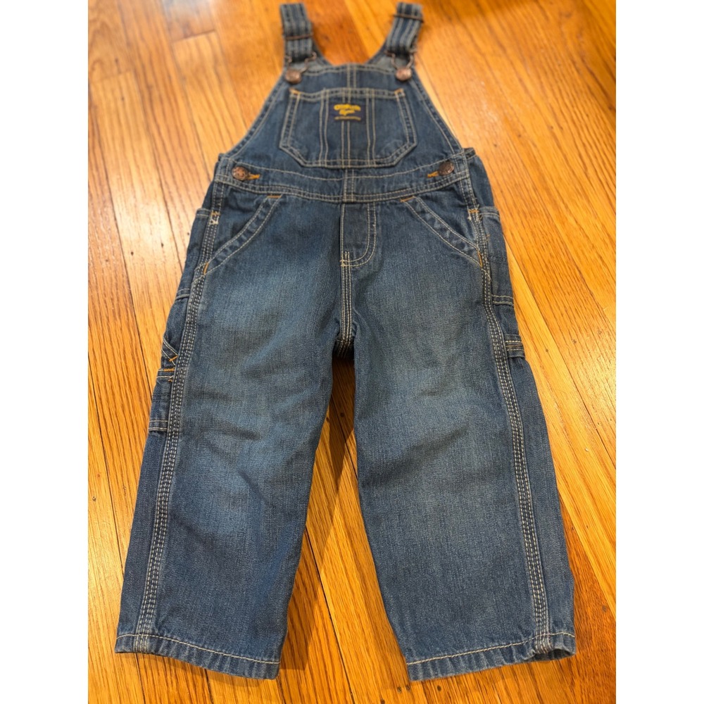 OshKosh Bgosh Toddler Boys Denim Vestbak Carpenter Overalls Blue 18 Months